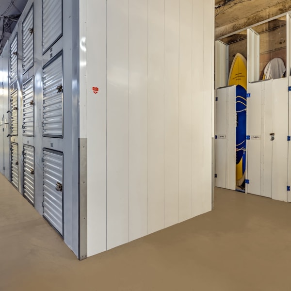 Locker and surfboard storage units at StorQuest Self Storage in Honolulu, Hawaii