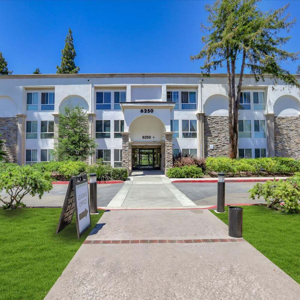 Exterior view of the apartment community at Santa Teresa Apartments in San Jose, California