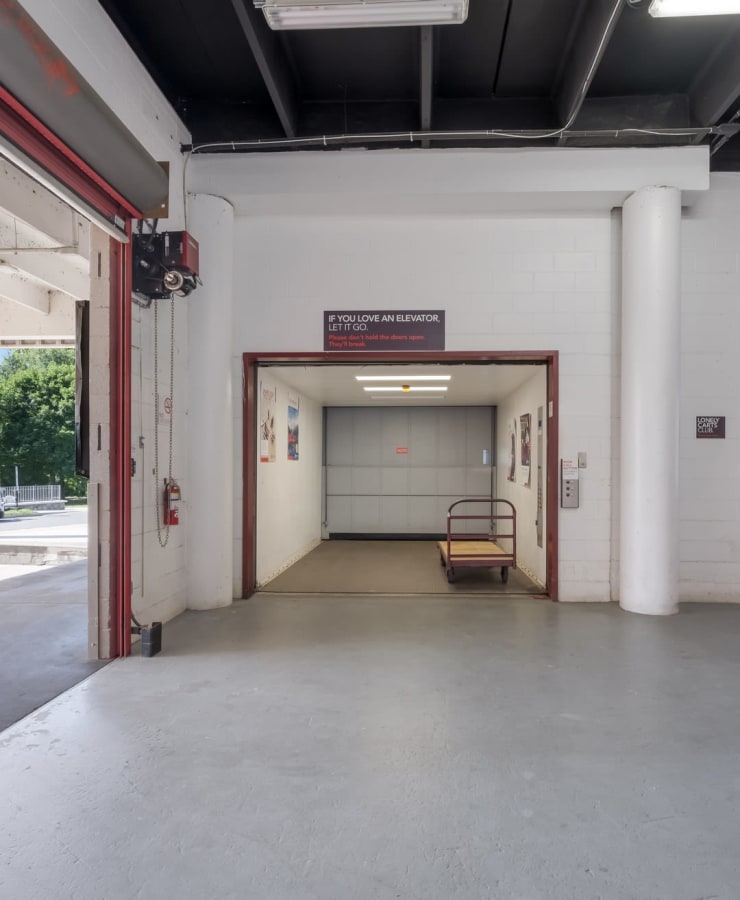 Loading bay and elevator at StorQuest Self Storage in Arlington, Virginia