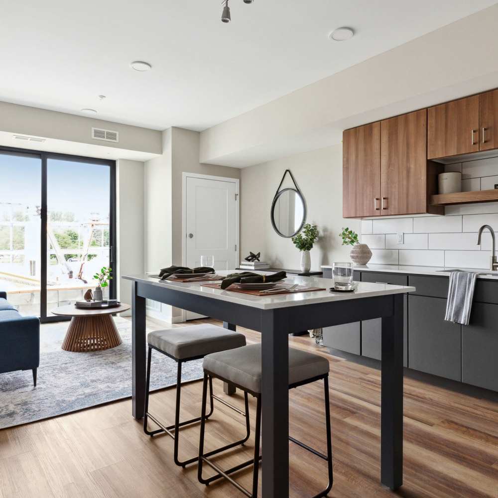Dining table near kitchen at Oaks Pentagon Village in Edina, Minnesota