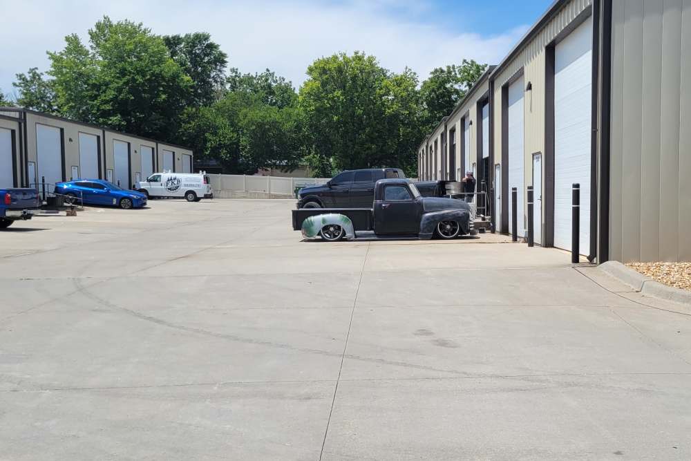 Parking lot at American Self Storage in Raymore Missouri