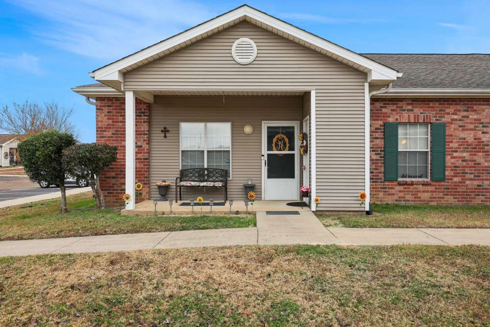 Exterior view of the community seating space and pathway at Camden Park in Canton, Mississippi