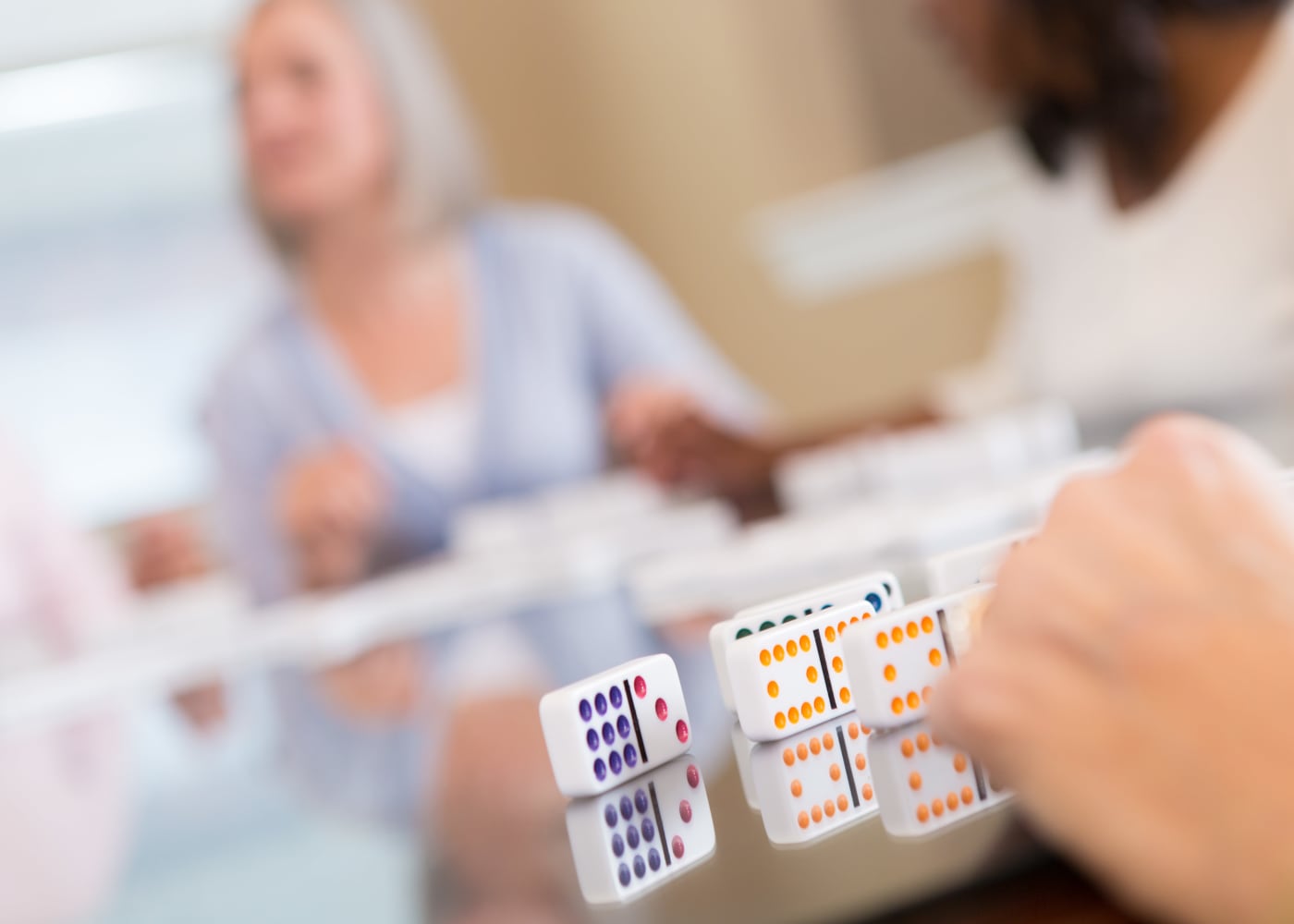 Friends playing game at Waverly House home in Bethesda, Maryland 