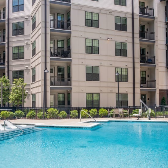 The swimming pool at Foundry Yards in Birmingham, Alabama