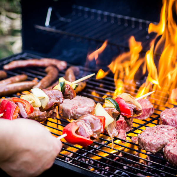 Poolside grilling area at Attain Downtown, Norfolk, Virginia