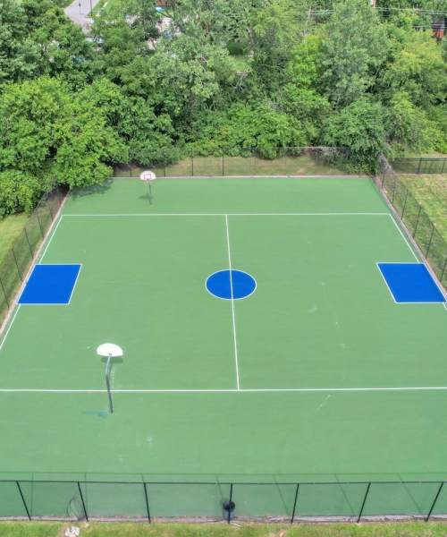 Basketball court with greenery at Greentree in Indianapolis, Indiana