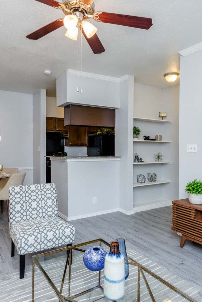 Wood-style flooring at Green Tree Place in Houston, Texas