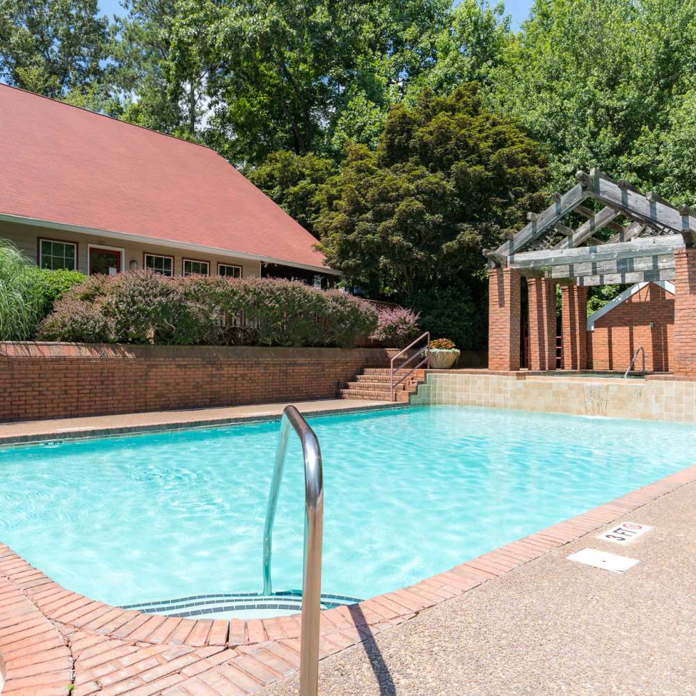 A swimming pool with handrails at Park Canyon in Dalton, Georgia