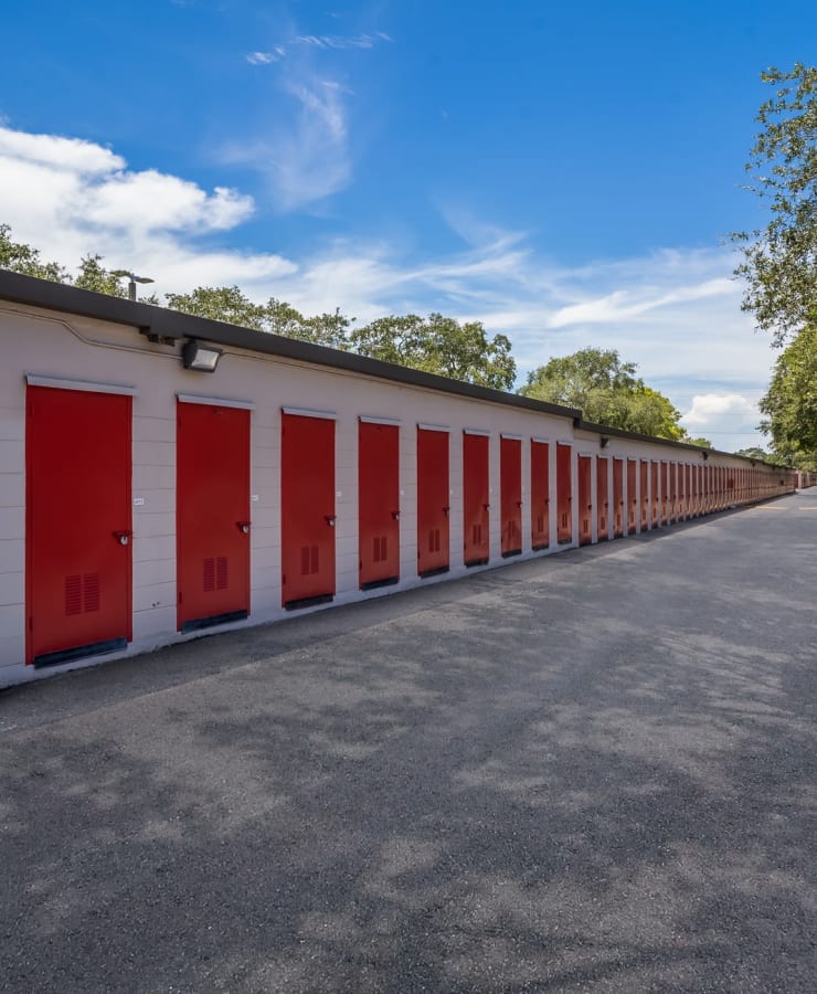 Drive-up outdoor storage units at StorQuest Self Storage in Clearwater, Florida