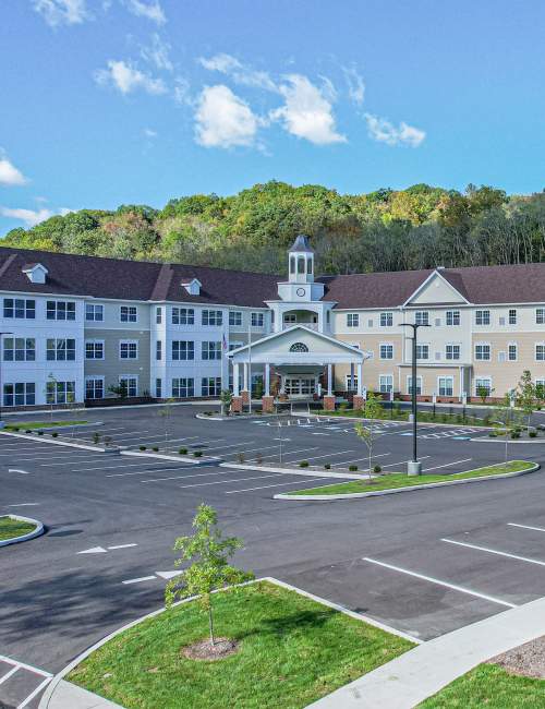 Exterior shot of complex at Harmony at Harts Run in Glenshaw, Pennsylvania