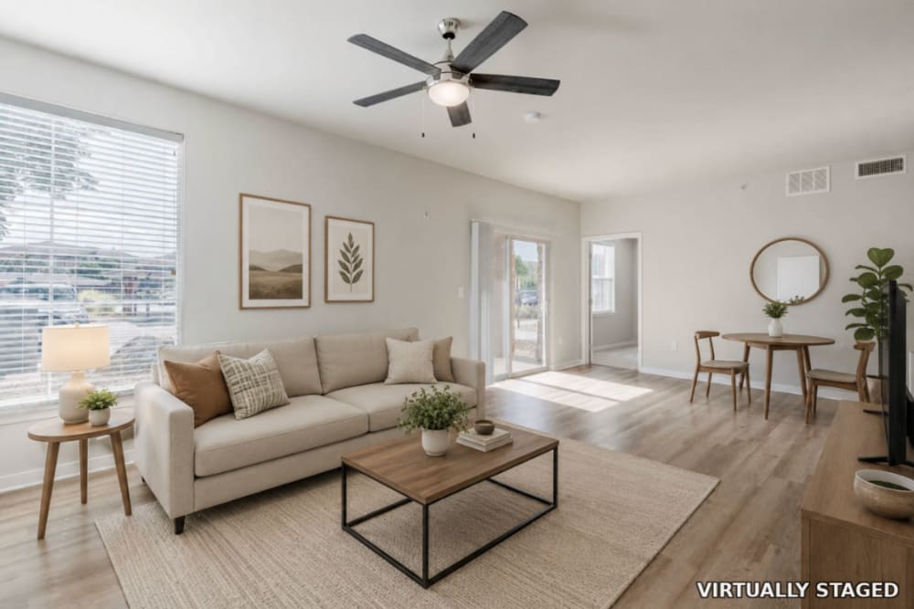 Room with ceiling fan at The Greens at Van de Water in Loveland, Colorado  