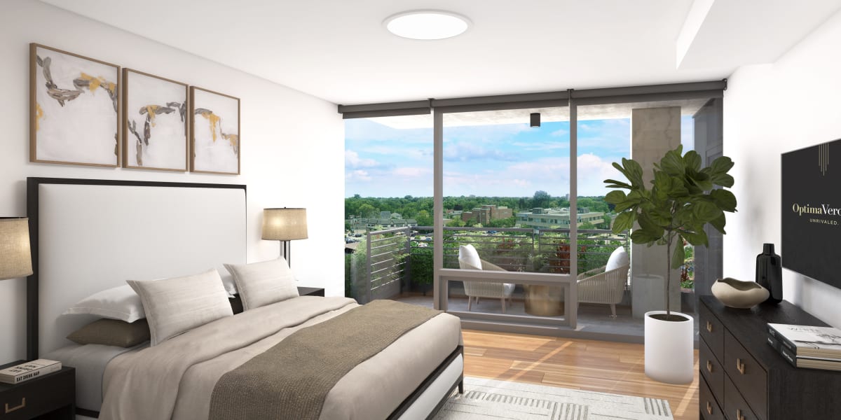 Bedroom at Optima Verdana® in Wilmette, Illinois