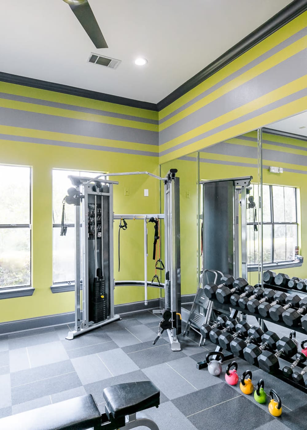 Rendering fitness center at The Benton in San Antonio, Texas