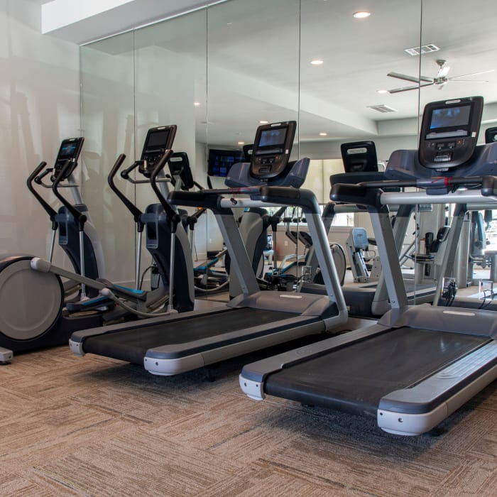 Treadmills and ellipticals in the fitness center at The Highland Club in Baton Rouge, Louisiana