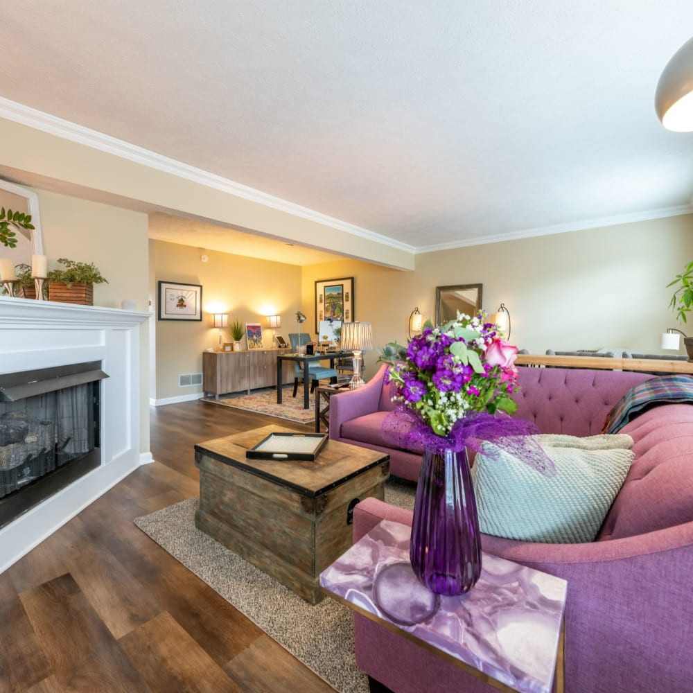 Cozy fireplace in an apartment at The Estates at Seven Fields, Seven Fields, Pennsylvania