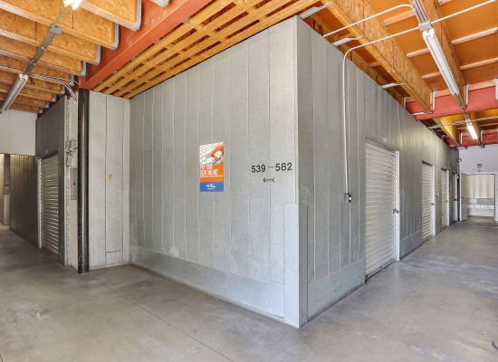 Clean hallways through self storage units at A-1 Self Storage in El Monte, California