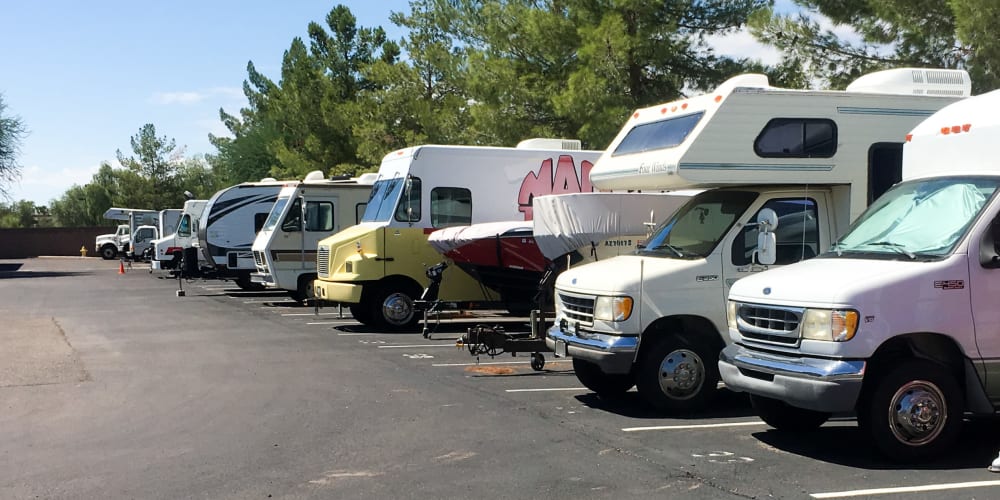 RV storage at StorQuest RV & Boat Storage in Wilsonville, Oregon