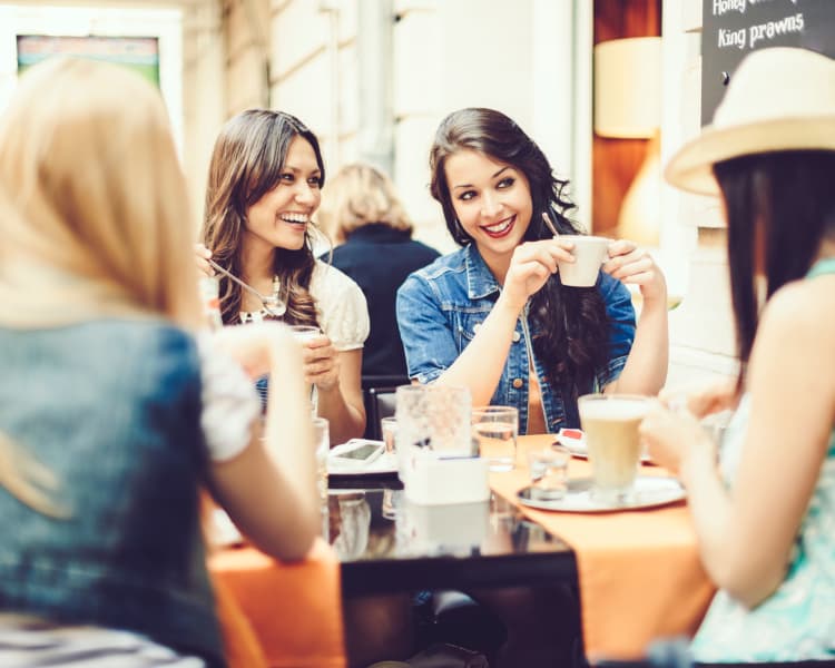 Friends at a cafe in Spring Lake, New Jersey