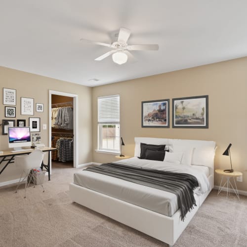 A bedroom in a home at Challenger Estates in Patuxent River, Maryland