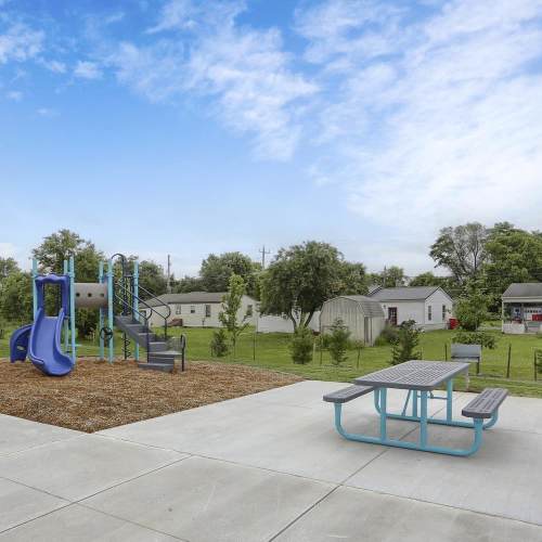 Tot lot and grilling area at Normandy Lofts in Shippensburg, Pennsylvania