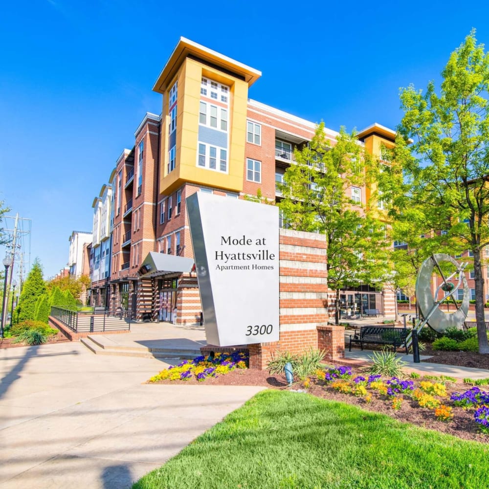 Exterior of the leasing office at Mode at Hyattsville in Hyattsville, Maryland