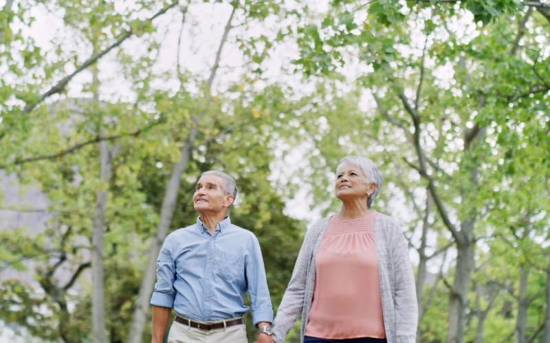 A resident couple enjoying nature at Blossom Springs in Oakland Twp, Michigan