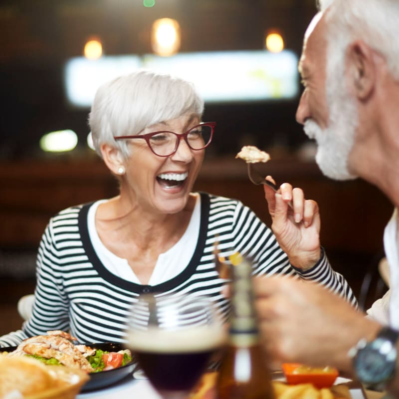 Residents enjoy a meal at their favorite spot near Acclaim at the Hill, Fredericksburg, Virginia