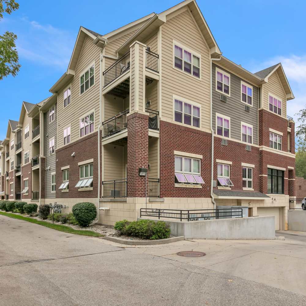 Exterior view of community apartment at Residences on Main in Twin Lakes, Wisconsin