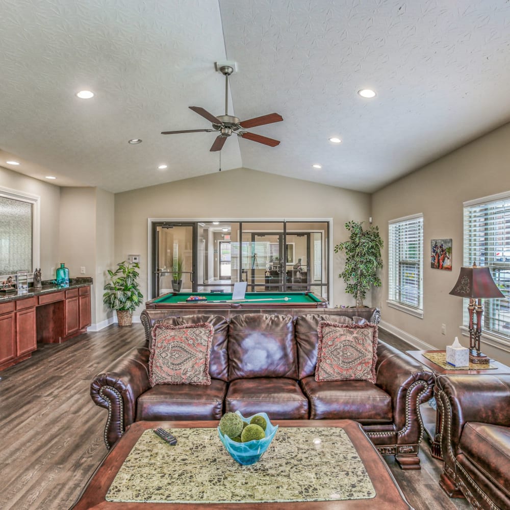 Clubhouse with comfortable furniture at Oldham Oaks, La Grange, Kentucky