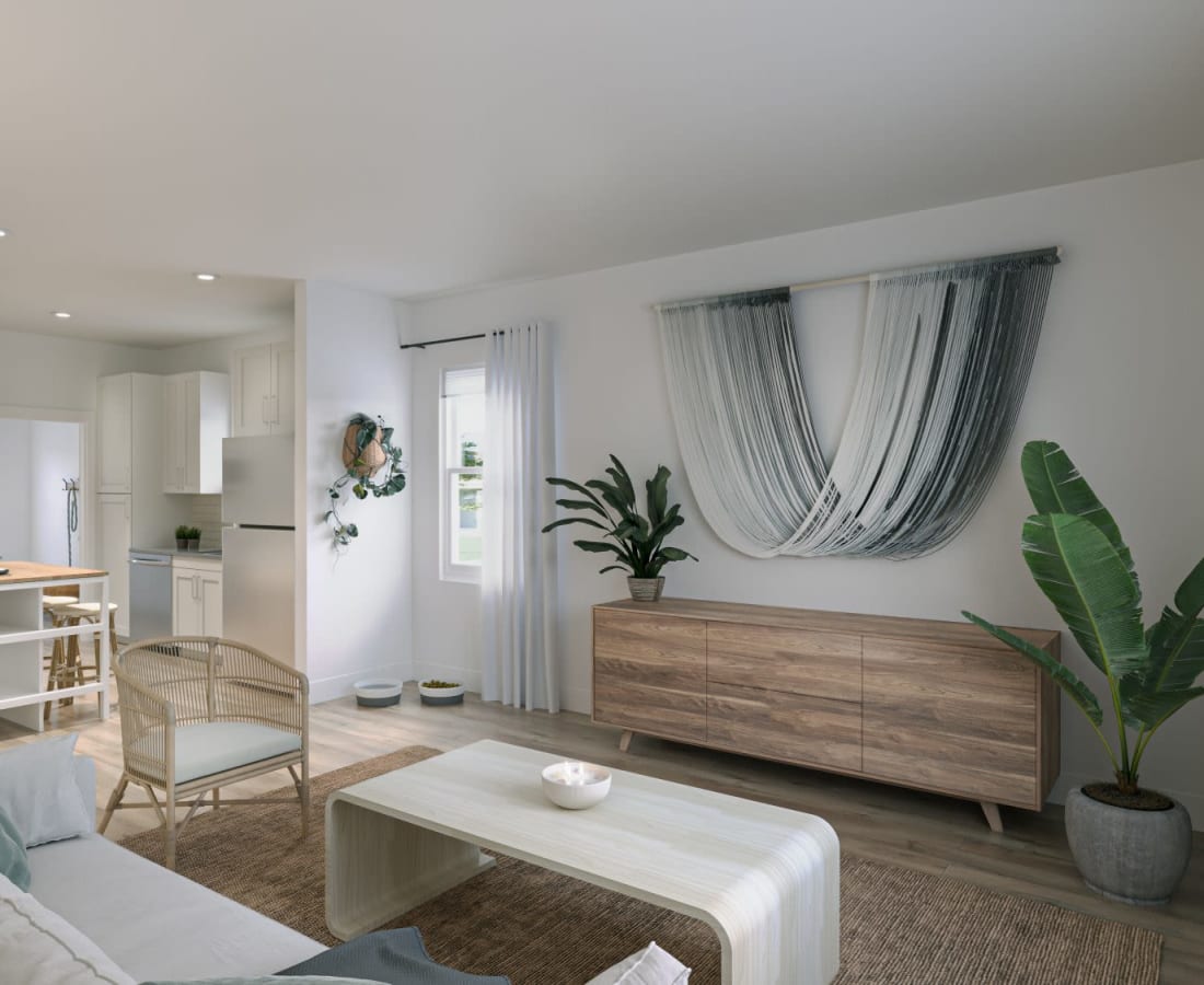Modern décor in a home's living room at Hamlet at MidCity in Huntsville, Alabama