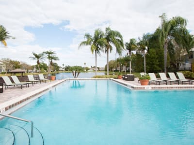The community pool at Fairways at Feather Sound in Clearwater, FL