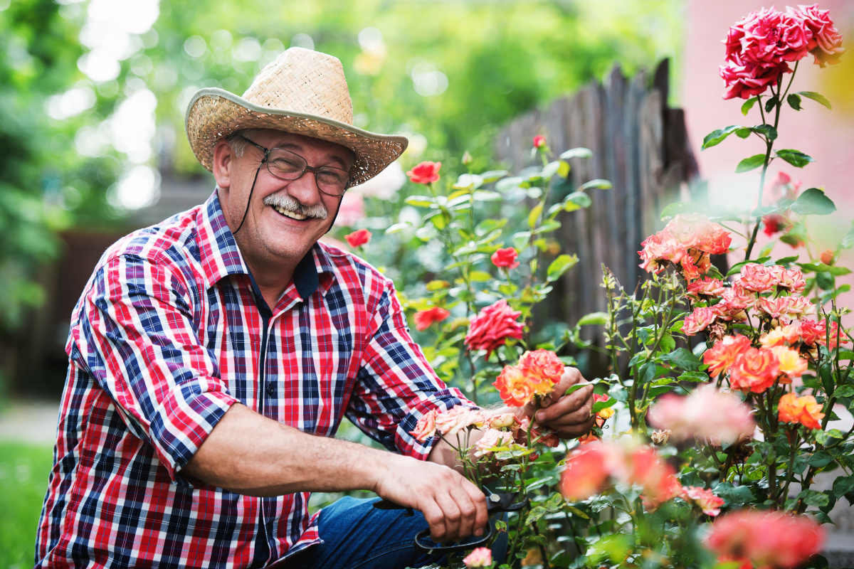 Senior gardening at Watermere on Oak Street in Roanoke, Texas
