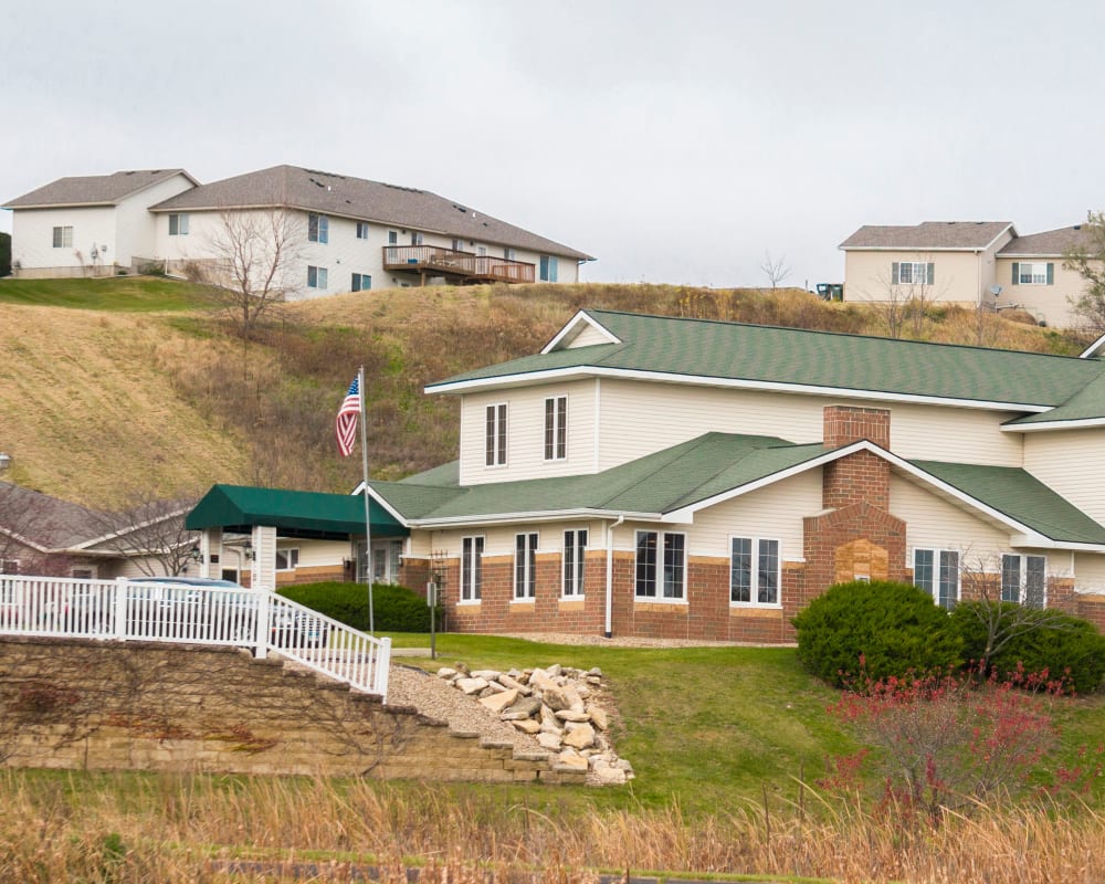 Panoramic view of apartments at Meadow Lakes Senior Living in Rochester, Minnesota.