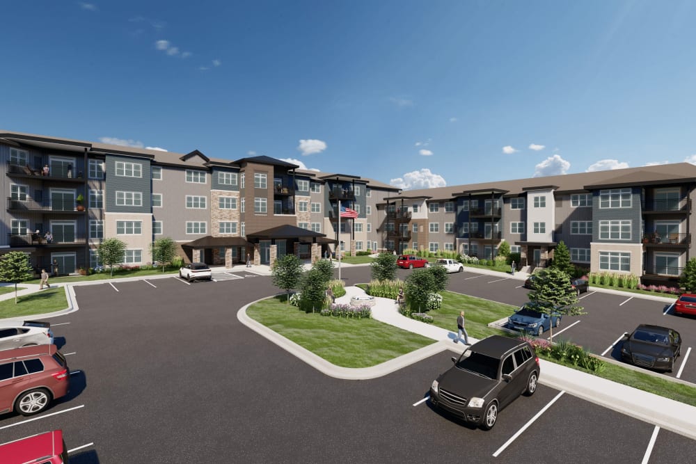 Rendering of main building at Applewood Pointe of Blaine in Blaine, Minnesota.