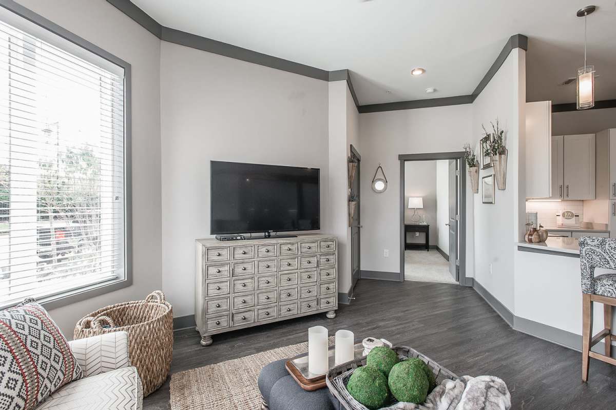 Cozy apartment with wood-style flooring at Vintage at the Avenue, Murfreesboro, Tennessee