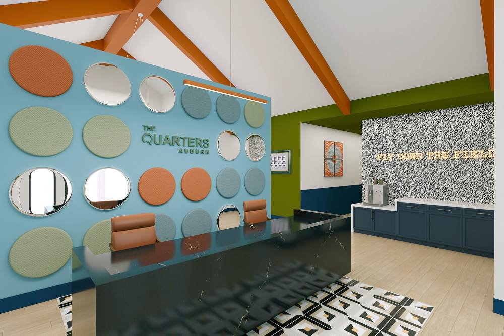 Rendering of new clubhouse at The Beacon Auburn in Auburn, Alabama