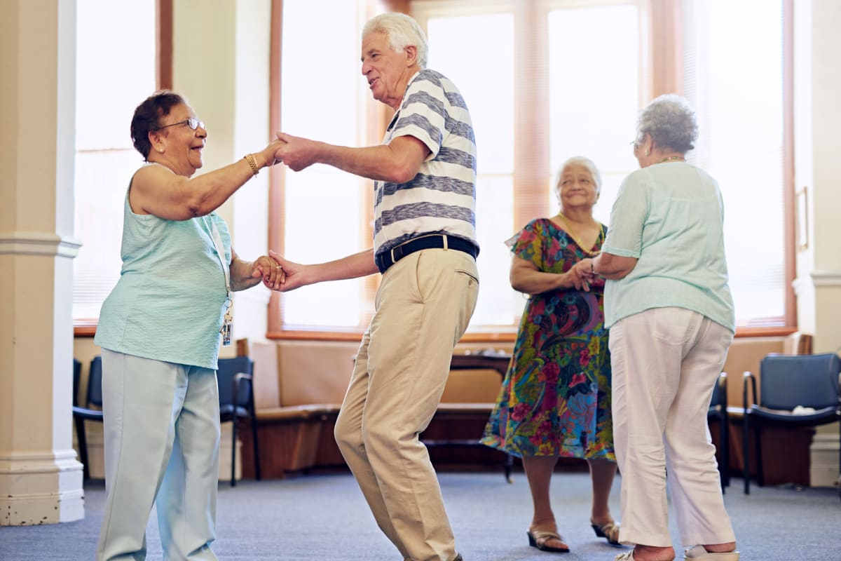 Residents dancing at Claiborne Senior Living.