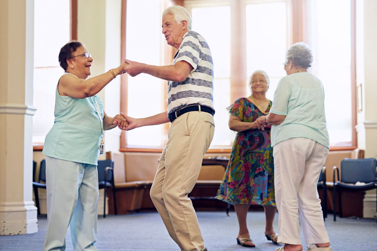 Residents dancing at Claiborne Senior Living. 