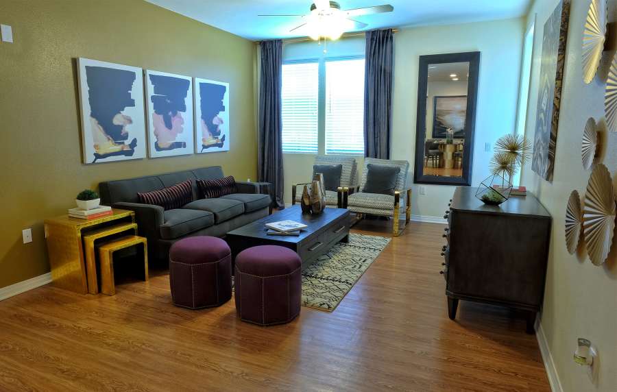 Well-furnished living space at Pacific Landing in Murrieta, California