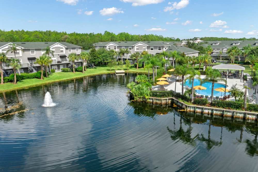 Aerial view of apartment complex at Pointe Parc at Avalon in Orlando, Florida