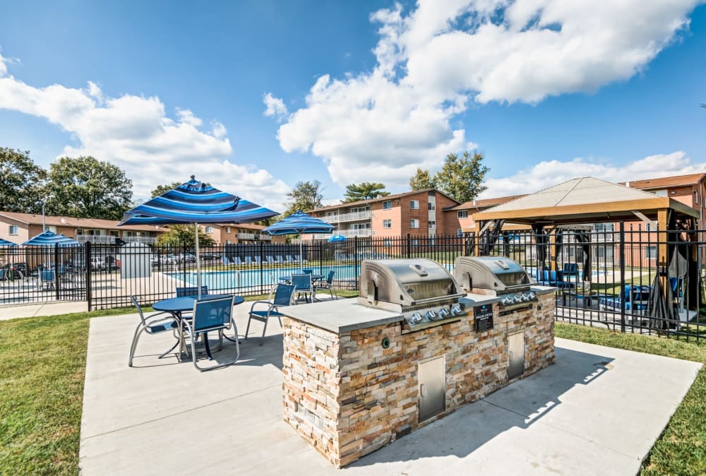 Grilling stations at Willow Lake Apartment Homes in Laurel, Maryland