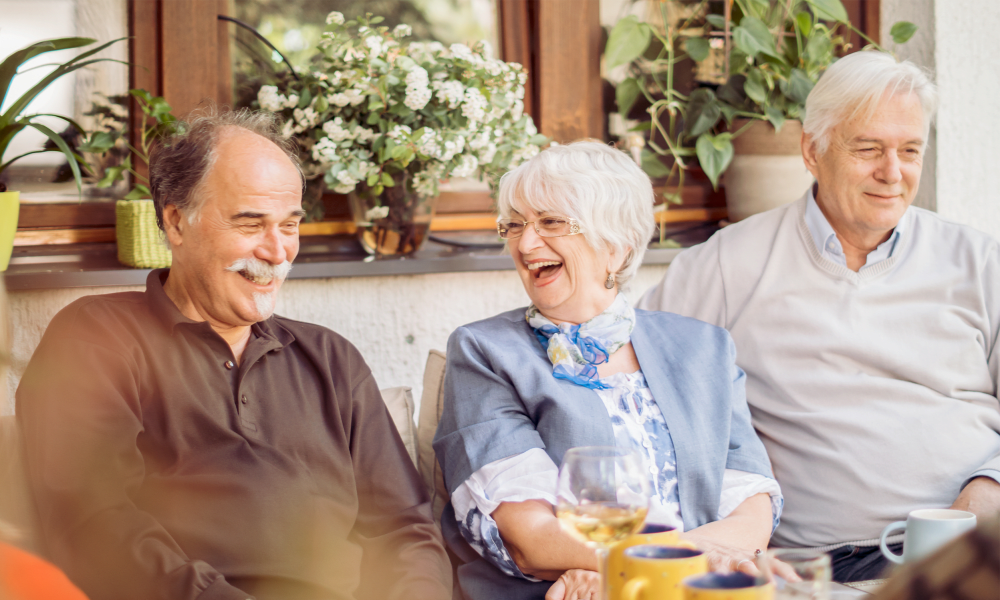 Laughing couple at Las Fuentes Resort Village in Prescott, Arizona