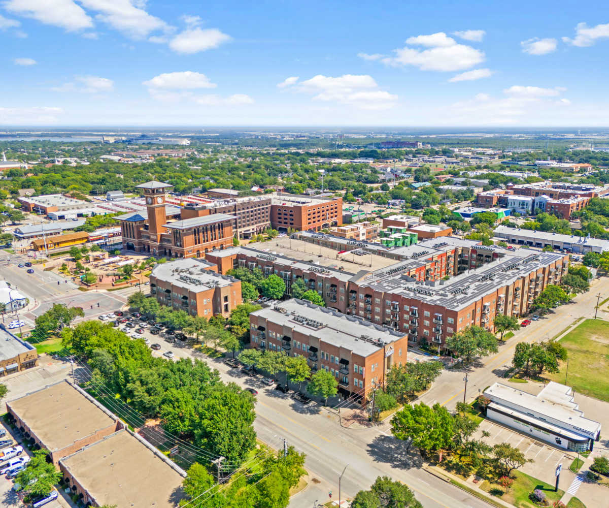 Aerial view of apartments at Resort at 925 Main in Grapevine, Texas