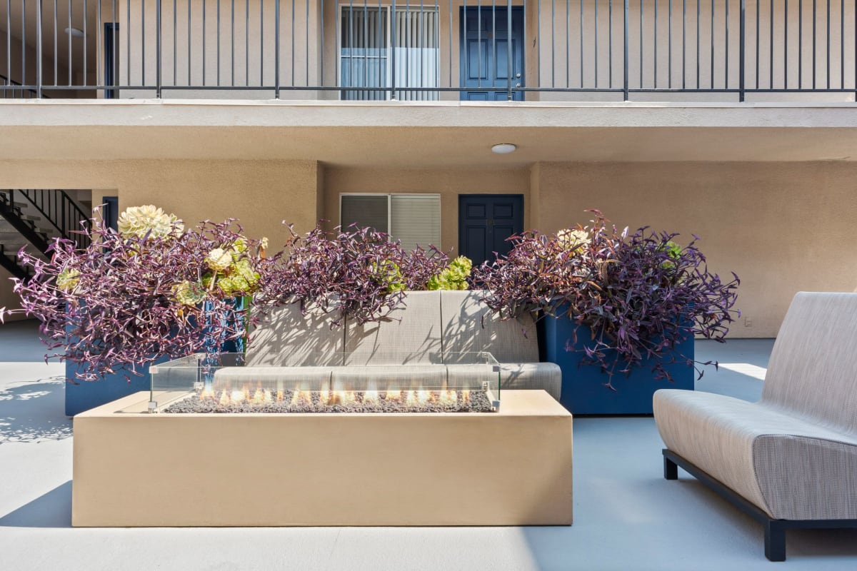 Courtyard with outdoor firepit at Playa Marina, Los Angeles, California