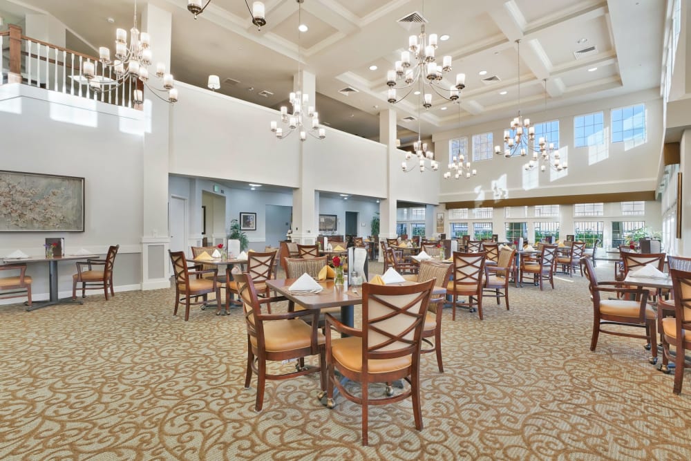 Ornate dining room at Almond Heights in Orangevale, California