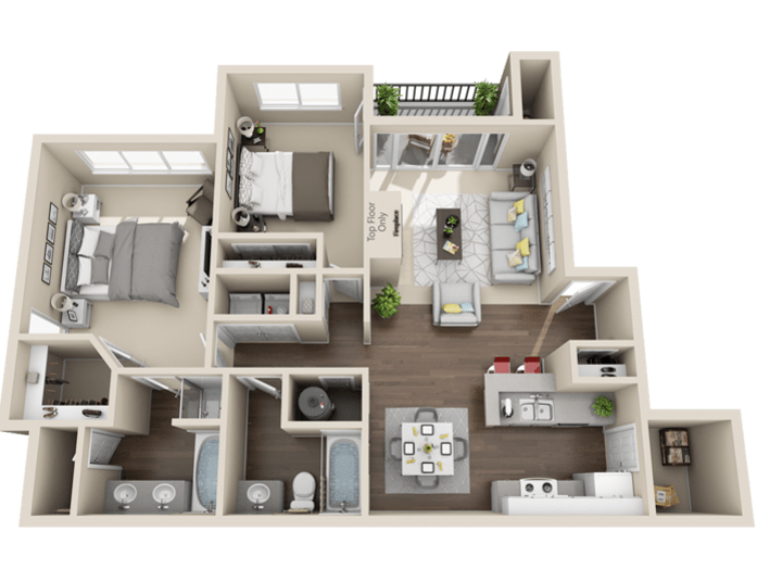 View 2 Bedroom Floor Plans at Pavilions at Silver Sage | Apartments in Fort Collins, Colorado