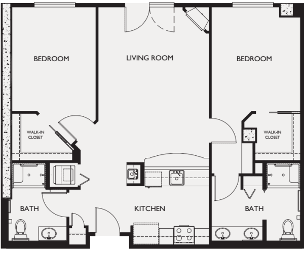 Two bedroom floor plans at The Bellettini in Bellevue, Washington