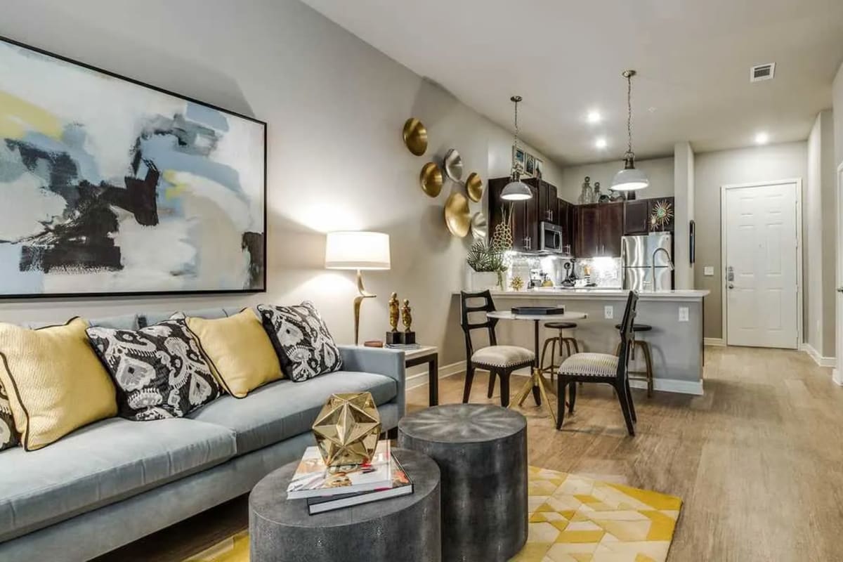 Apartment living room at Capitol at Stonebriar in Frisco, Texas