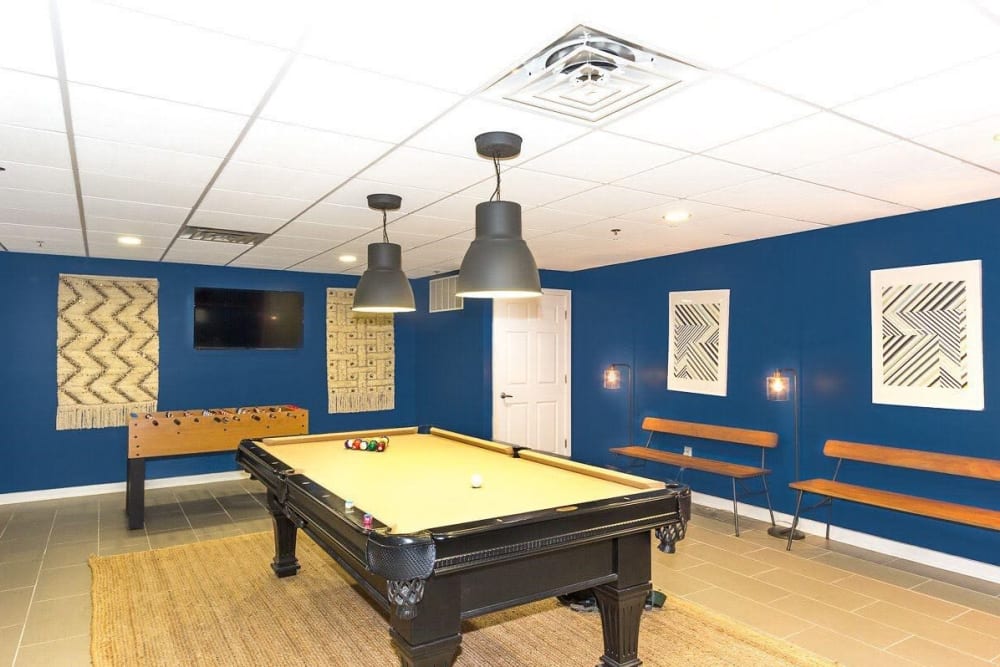 Billiards table at Chestnut Hill Tower in Philadelphia, Pennsylvania