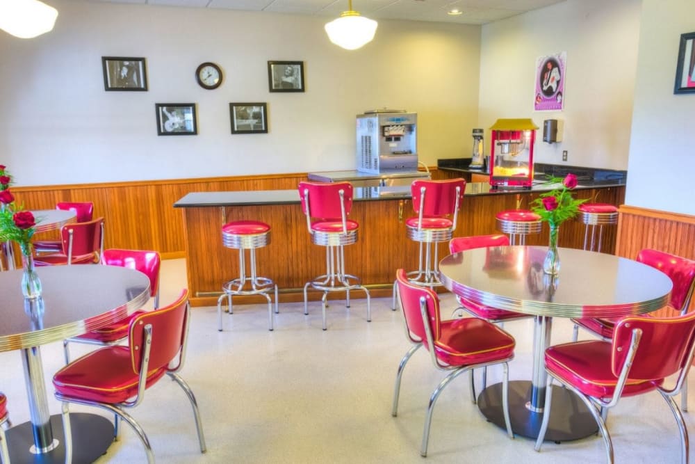 Theater styled multi purpose activity room at Addington Place of Mount Pleasant in Mt Pleasant, Iowa